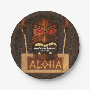 Assiettes En Carton Masque Tiki en bois Vintage Retro ALOHA Fête d'été