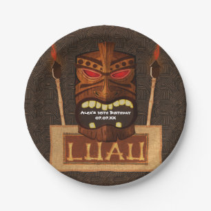 Assiettes En Carton Masque Tiki en bois Vintage Rétro Luau Fête d'été