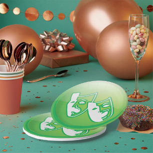 Assiettes En Carton Masques de comédie et de tragédie verts