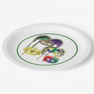 Assiettes En Carton Masques Mardi Gras 1