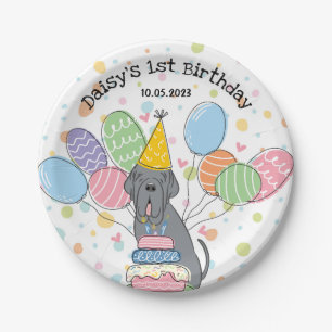 Assiettes En Carton Mastiff Chien bleu napolitain fête d'anniversaire