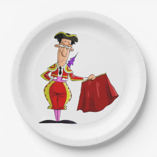 Assiettes En Carton Matador avec cape rouge torero espagnol