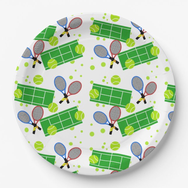Assiettes En Carton Match de tennis (Devant)