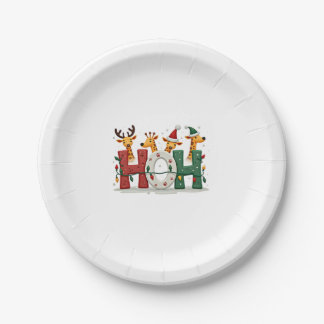Assiettes En Carton Matching Christmas Santa Hat Ho Ho Ho Giraffe Anim