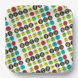 Assiettes En Carton Math est égal Amusant amusant coloré Mod Pi Plaque