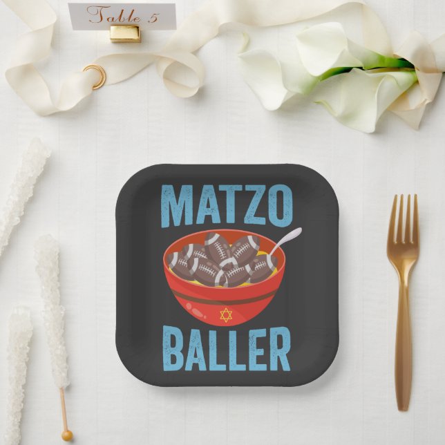 Assiettes En Carton Matzo Baller Funny Football Hanoukka Rugby Cadeau (Mariage)