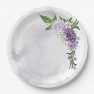 Assiettes En Carton mauve mauve blanc floral