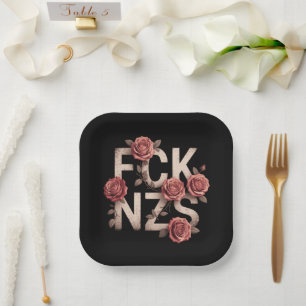 Assiettes En Carton MDE NZS Fleurs Contre la Droite Pas de Nazis Lgbtq