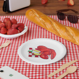 Assiettes En Carton ME Maine Lobster Shack Dîner de fruits de mer Roug