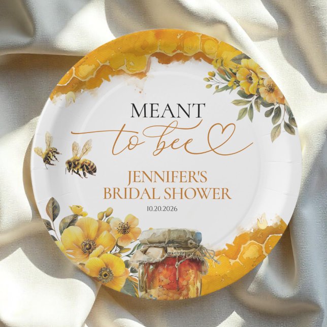 Assiettes En Carton Meant To Bee | Réception de mariage floral aquarel (Créateur téléchargé)