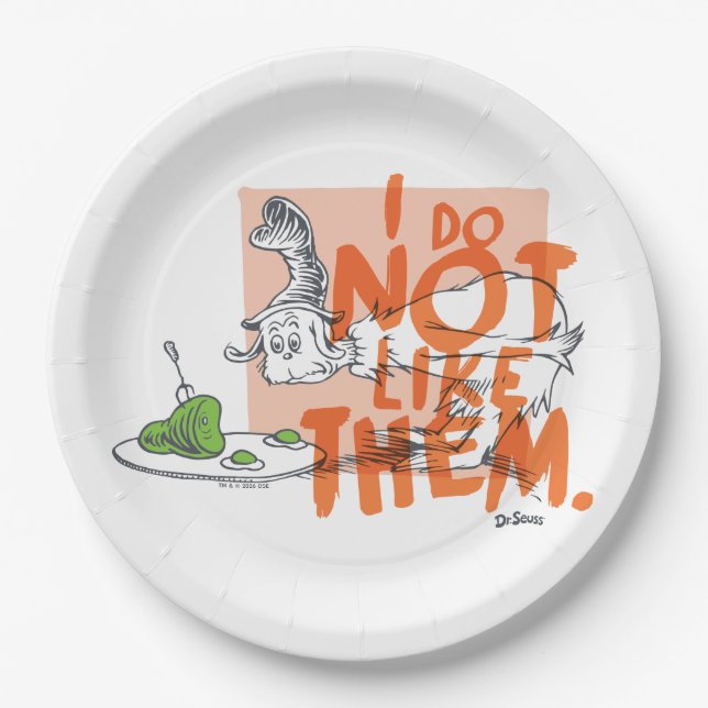 Assiettes En Carton Mec-Seuss Guy-Am-I "Je ne les aime pas" (Devant)