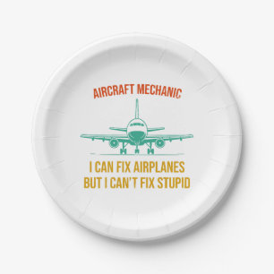 Assiettes En Carton mécanicien d'avion je peux réparer les avions mais