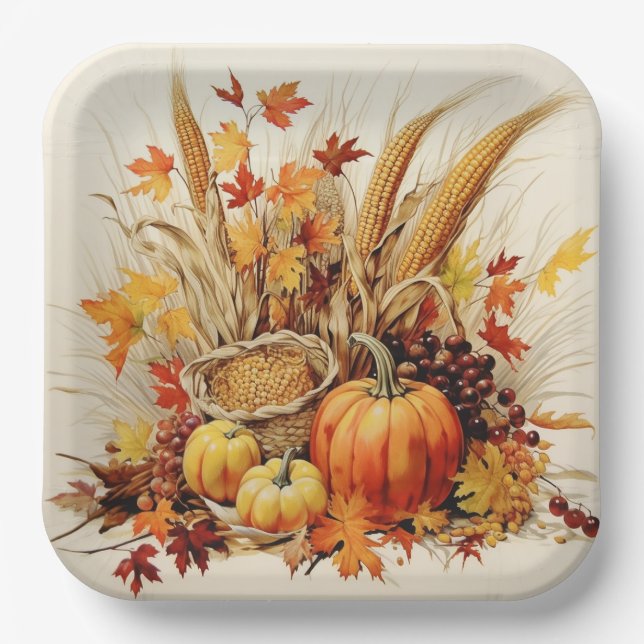 Assiettes En Carton Médaille de la Gratitude d'or : le feuillage et le (Recto)