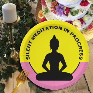 Assiettes En Carton Méditation SILENCIEUSE en cours & Bouddha Mindful