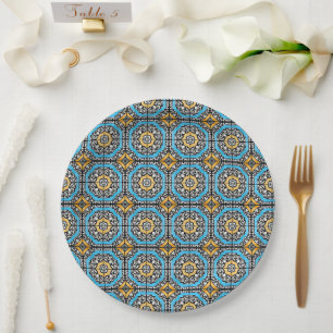 Assiettes En Carton Méditerranée Italie Carreaux Bleus Enterrement de