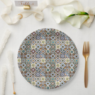 Assiettes En Carton Méditerranée Italie Carreaux Bleus Enterrement de
