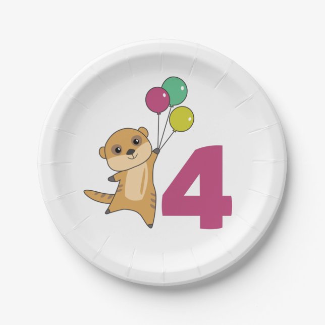 Assiettes En Carton Meerkat Balloons d'anniversaire Enfants Plaques de (Devant)
