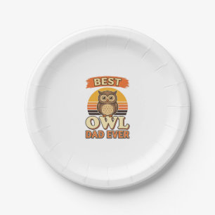 Assiettes En Carton Meilleur papa hibou jamais design de t-shirt gravu