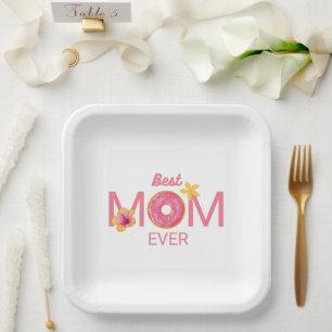 Assiettes En Carton Meilleure Maman Donut Fleur Fête