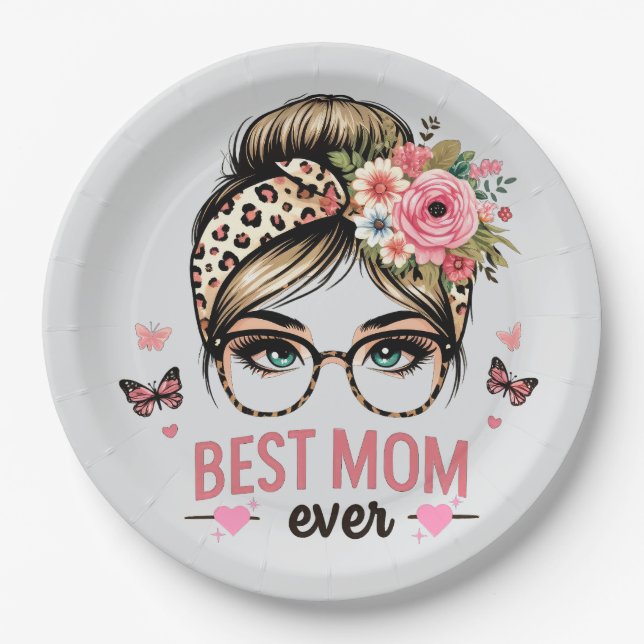 Assiettes En Carton Meilleure maman jamais (Devant)