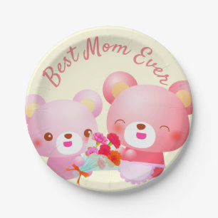 Assiettes En Carton Meilleure maman jamais ours