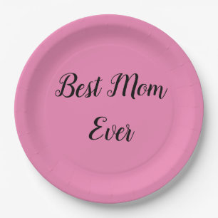 Assiettes En Carton Meilleure maman jamais texte rose