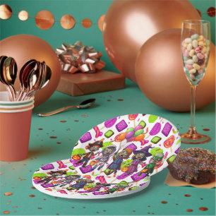 Assiettes En Carton Mélange de bonbons effrayants pour zombies pour Ha