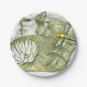 Assiettes En Carton Mélange Papier Dragonfly 7" & Lilly Pad
