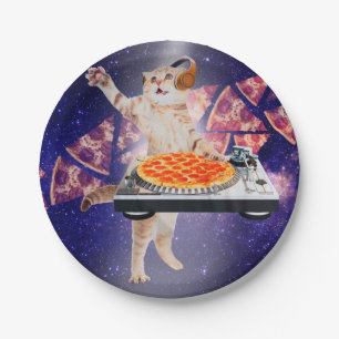 Assiettes En Carton Mélangeur de Tourne-disque de chat DJ