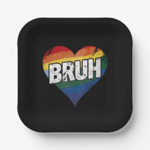 Assiettes En Carton Mème drôle de Bruh salutation gay fierté LGBT