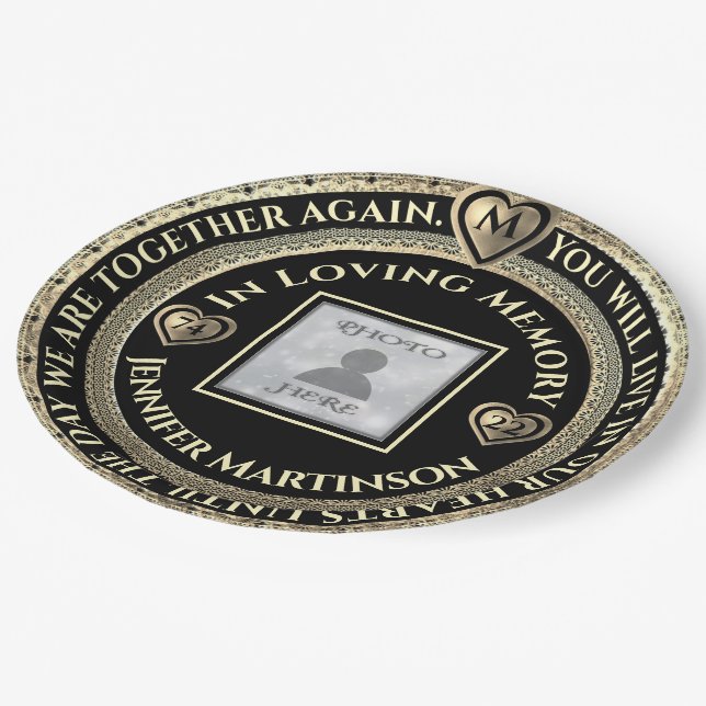 Assiettes En Carton Mémoire d'amour commémorative (Angle)