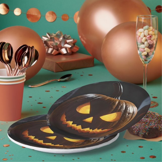Assiettes En Carton Menacer Citrouille Halloween, (Multi)