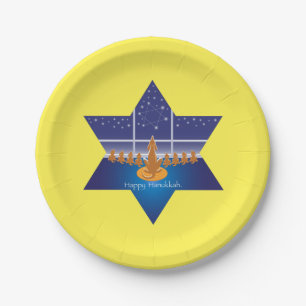 Assiettes En Carton Menorah Dogs_Happy Hanoukka_Star de David