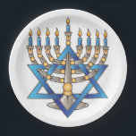 Assiettes En Carton Menorah juive<br><div class="desc">Plaques de dîner en papier Hanoukka Party. C'est de la Menorah juive pour des Ups faciles propres.</div>
