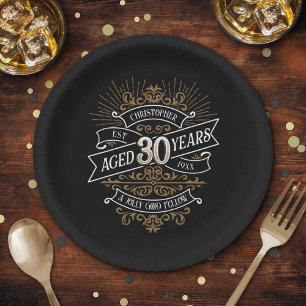 Assiettes En Carton Mens Funny Whiskey 30e anniversaire