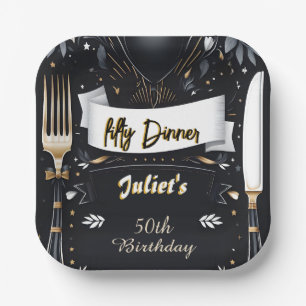 Assiettes En Carton Mens Homme dîner adulte élégant 50e anniversaire