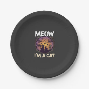 Assiettes En Carton Meow Am Cat Halloween Night Witch Pumpkin_1