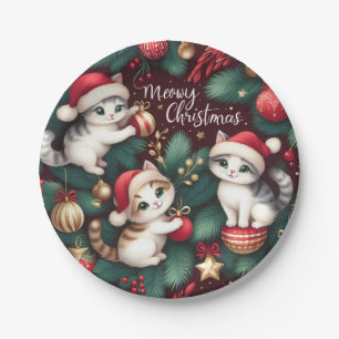 Assiettes En Carton Meowy Christmas -
