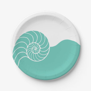 Assiettes En Carton Mer turquoise Shell de Nautilus