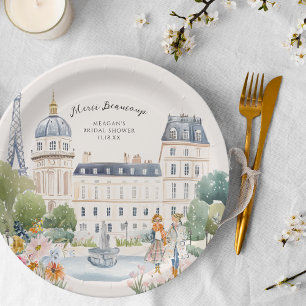 Assiettes En Carton Merci Beaucoup Jardin aquarelle parisien