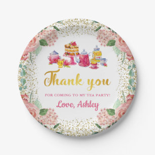 Assiettes En Carton Merci d'anniversaire du Tea Party Floral Watercolo