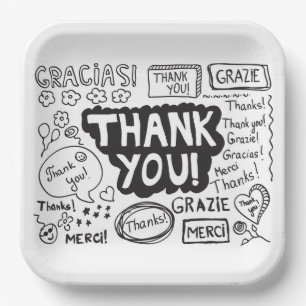 Assiettes En Carton Merci Dans Différentes Langues
