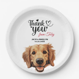 Assiettes En Carton Merci de Mariage de Golden Retriever