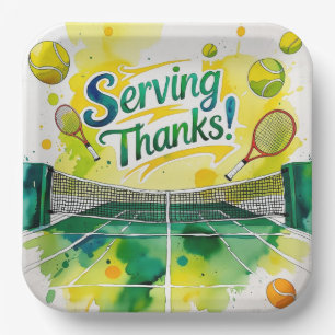 Assiettes En Carton Merci de tennis avec raquette et balle