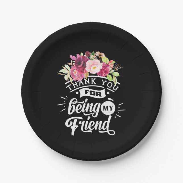 Assiettes En Carton Merci D'Être Mes Amis (Devant)