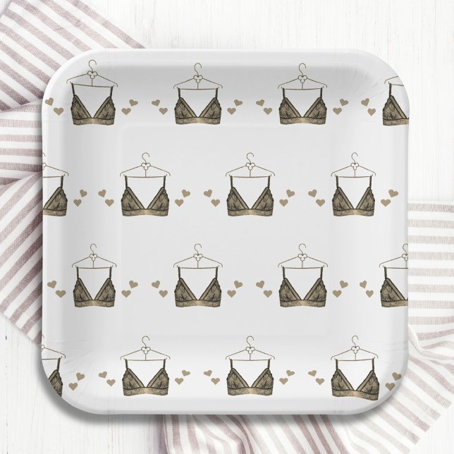 Assiettes En Carton Merci Lace Aquarelle Lingerie Fête des mariées (Créateur téléchargé)