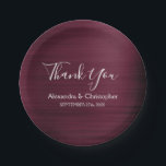 Assiettes En Carton Merci Mariage pourpre de Bourgogne<br><div class="desc">Burgundy Purple Faux Métallic Acier Inoxydable Brosse Métal Élégant et moderne Plaques de Merci Mariage. Ces Plaques Merci Marsala Cranberry Mariages peuvent être customisées pour inclure votre nom et votre date mariage. Veuillez contacter le concepteur si vous souhaitez customiser des articles correspondants.</div>