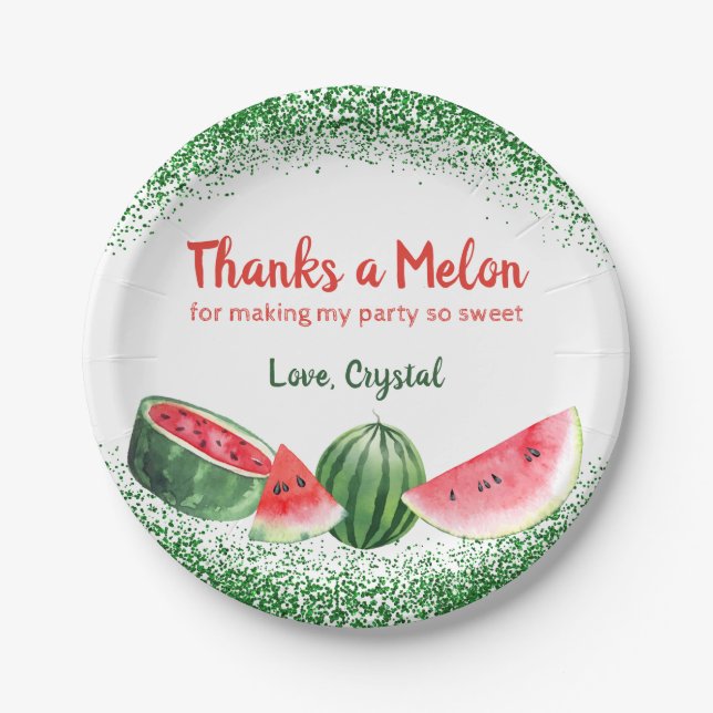 Assiettes En Carton Merci Melon Sweet Watermelon Anniversaire (Devant)
