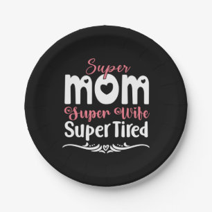 Assiettes En Carton Mère Cadeau Super Maman Super Femme