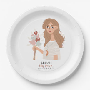 Assiettes En Carton Mère de la terre boho bouquet de cheveux bruns de 